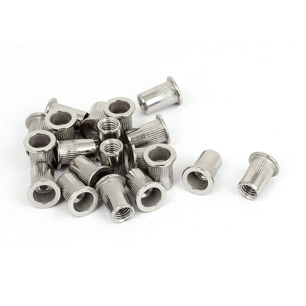 200Pcs British 1/4-20 Blind Rivet Nut Nutserts Carbon Steel Zinc Rivet Nut Inserts Threaded Rivet Nuts DUO ER 